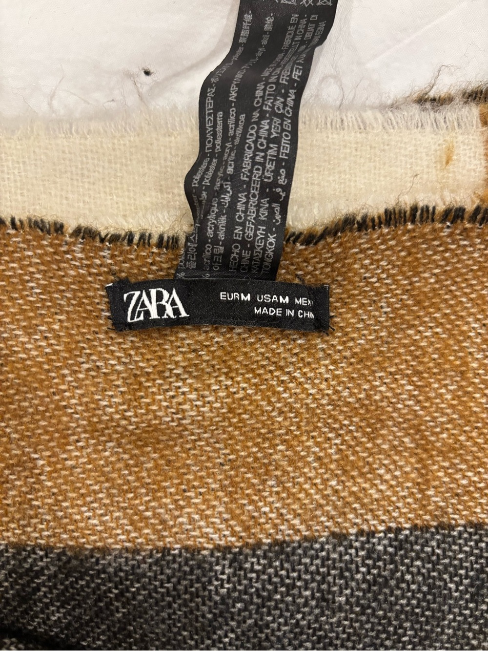 Zara Brown, Cream & Gray Striped Scarf